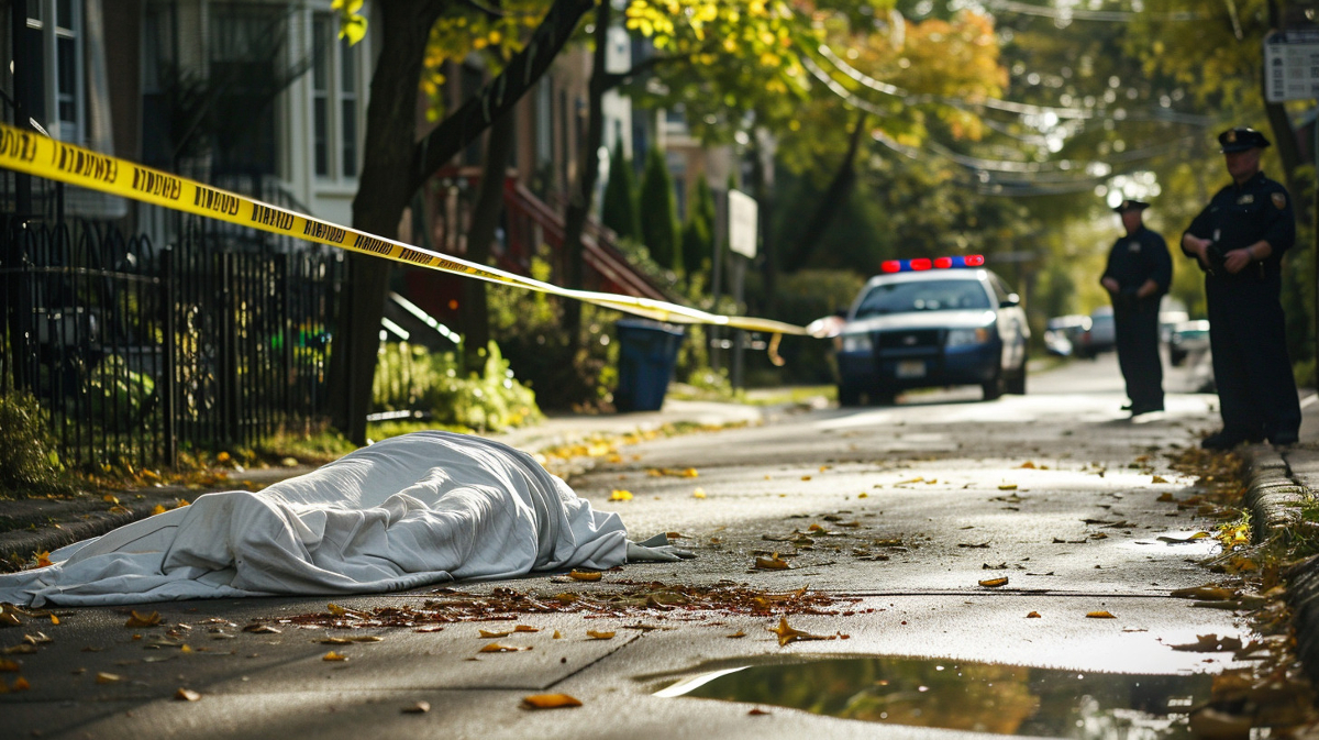 murder scene blocked off by police