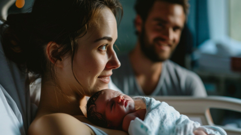 lady with newborn baby and ex-boyfriend