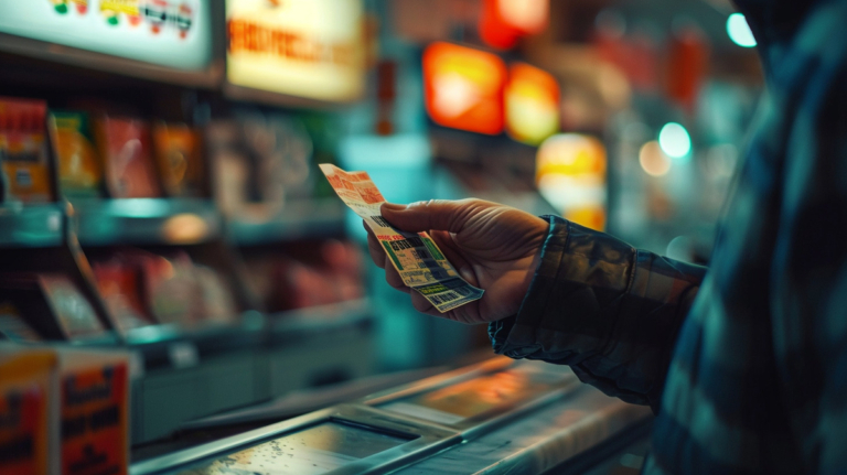 hand holding winning scratcher ticket