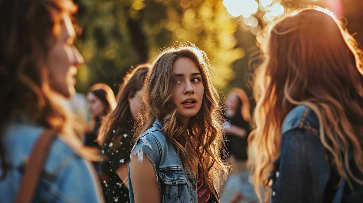 young lady shocked at another girl wearing her clothes