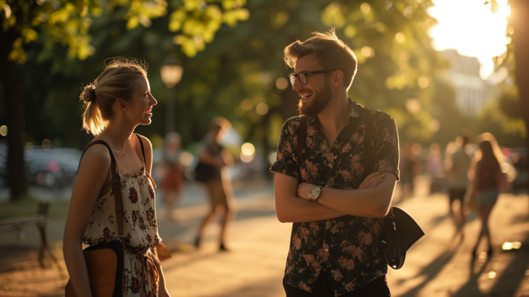 man flirting with lady and calling her beautiful